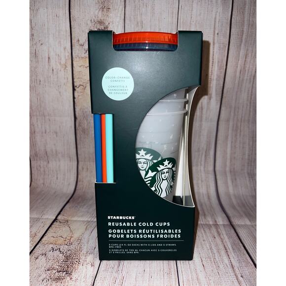 Starbucks 2020 Summer Color Changing Reusable Cold Cup Tumbler 24 oz Set of 5 - Picture 5 of 8